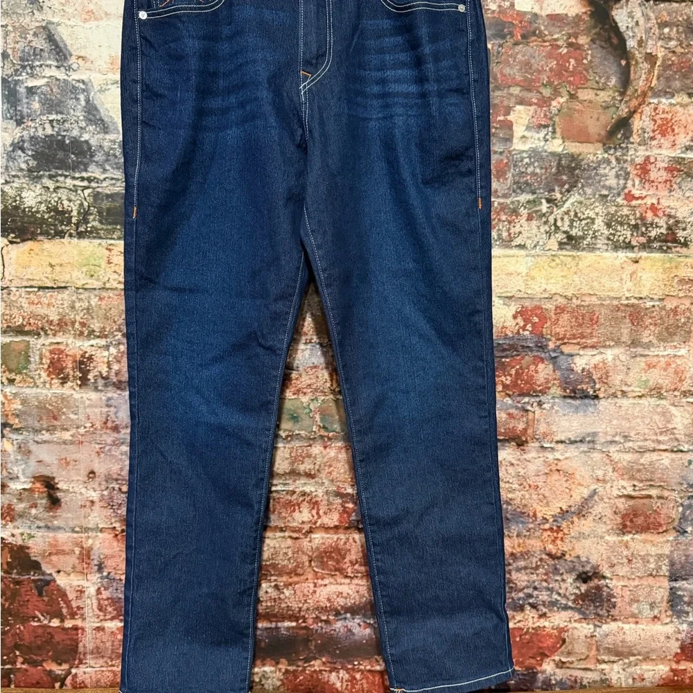 True Religion Dark Blue Jeans with Orange Accents - Picture 3 of 6